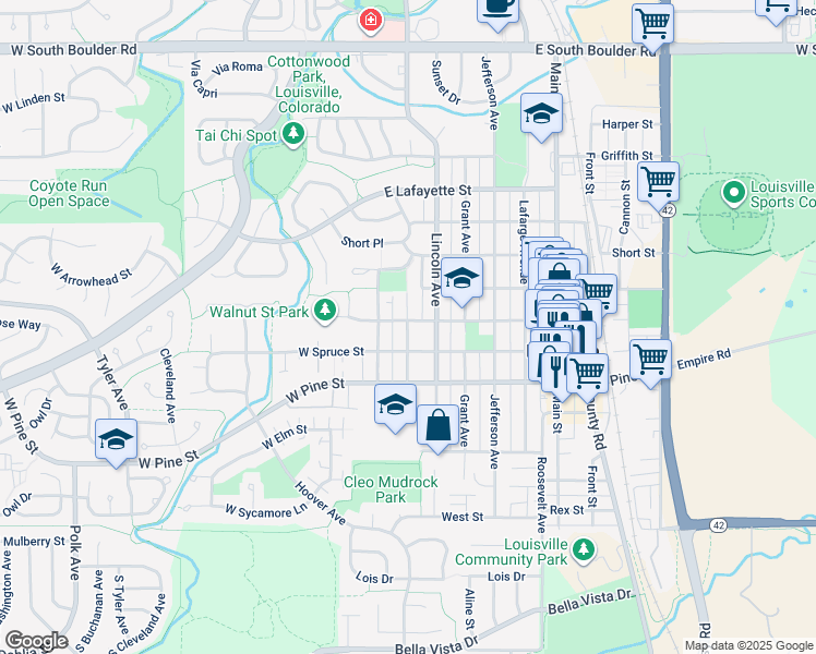 map of restaurants, bars, coffee shops, grocery stores, and more near 848 Garfield Avenue in Louisville