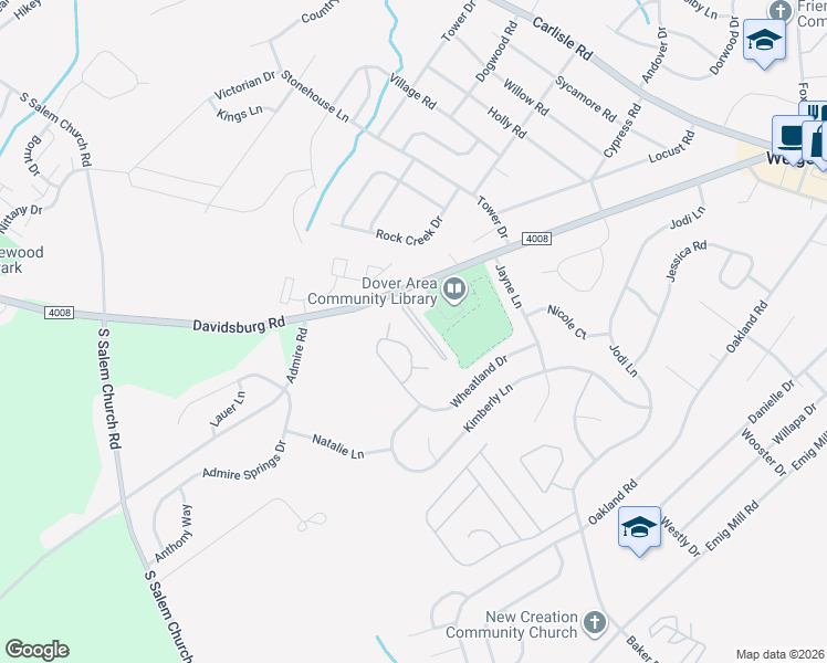 map of restaurants, bars, coffee shops, grocery stores, and more near 3720 Davidsburg Road in Dover