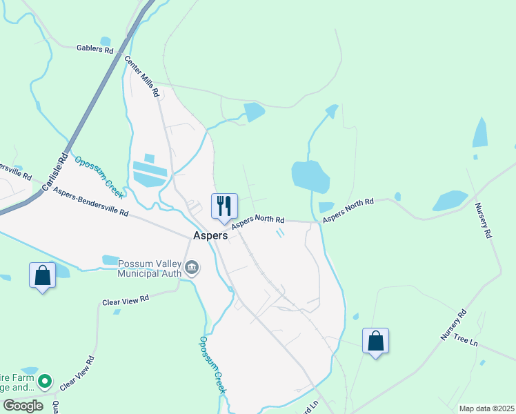 map of restaurants, bars, coffee shops, grocery stores, and more near 15 Prospect Street in Aspers
