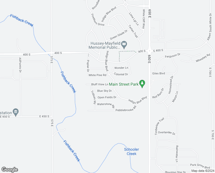 map of restaurants, bars, coffee shops, grocery stores, and more near 5783 Bluff View Lane in Whitestown