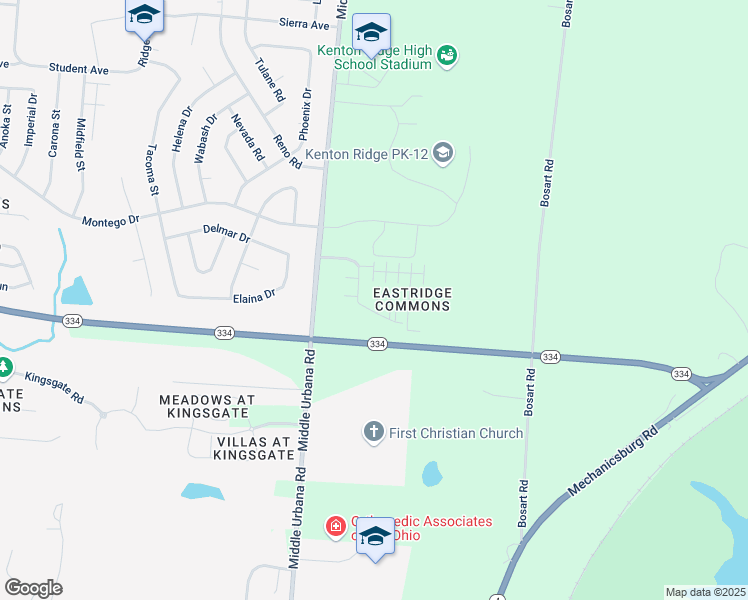 map of restaurants, bars, coffee shops, grocery stores, and more near 3900 Wyndover Drive in Springfield