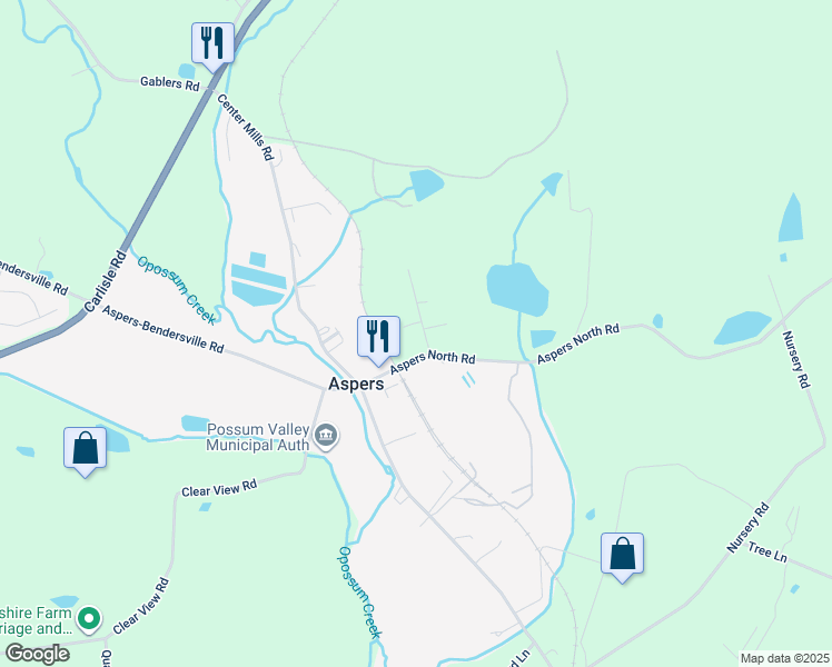 map of restaurants, bars, coffee shops, grocery stores, and more near 24 Prospect Street in Aspers
