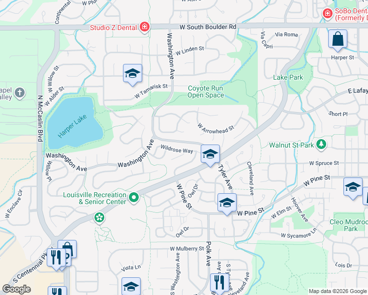 map of restaurants, bars, coffee shops, grocery stores, and more near 648 West Sandlewood Court in Louisville
