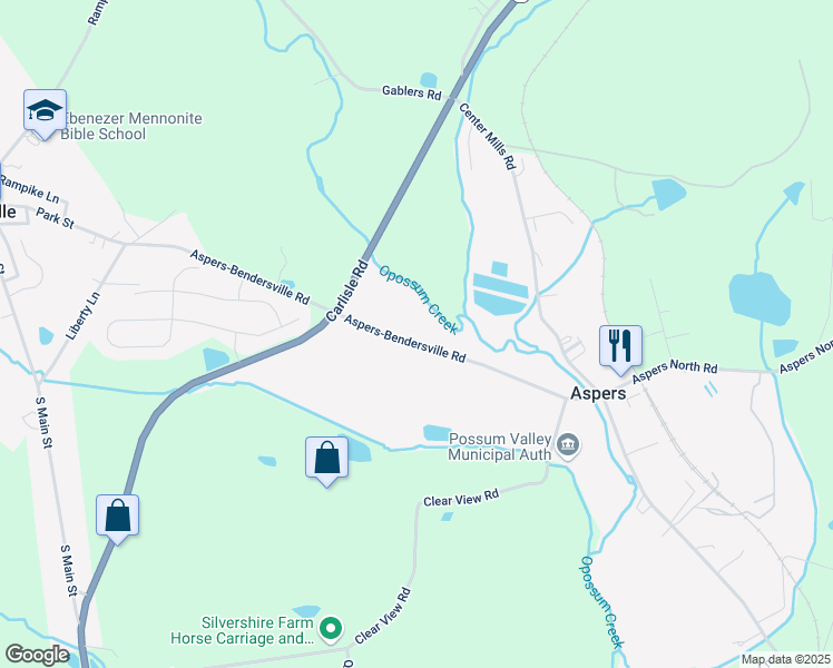 map of restaurants, bars, coffee shops, grocery stores, and more near 494 Aspers-Bendersville Road in Aspers