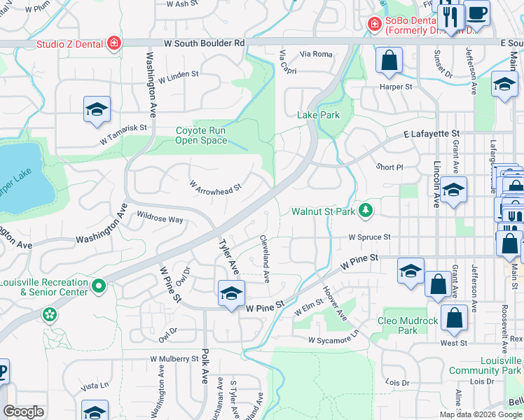 map of restaurants, bars, coffee shops, grocery stores, and more near 963 Cleveland Court in Louisville