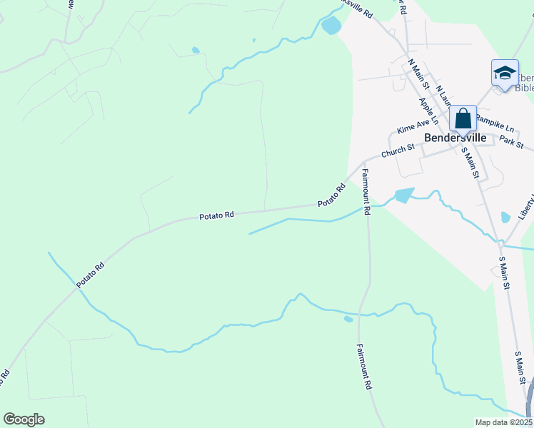 map of restaurants, bars, coffee shops, grocery stores, and more near 340 Potato Road in Aspers