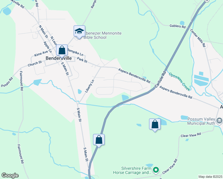map of restaurants, bars, coffee shops, grocery stores, and more near 242 West Imperial Drive in Aspers