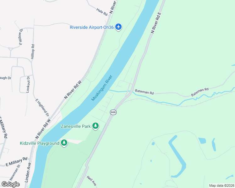 map of restaurants, bars, coffee shops, grocery stores, and more near 1480 Riverview Drive in Zanesville