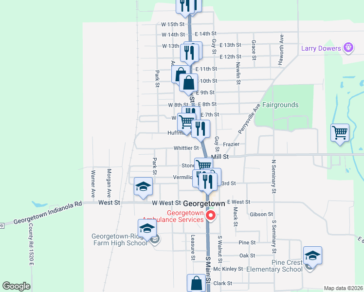 map of restaurants, bars, coffee shops, grocery stores, and more near 211 Whittier Street in Georgetown
