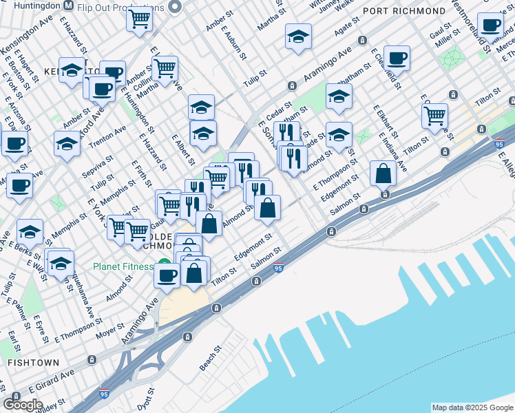 map of restaurants, bars, coffee shops, grocery stores, and more near in Philadelphia
