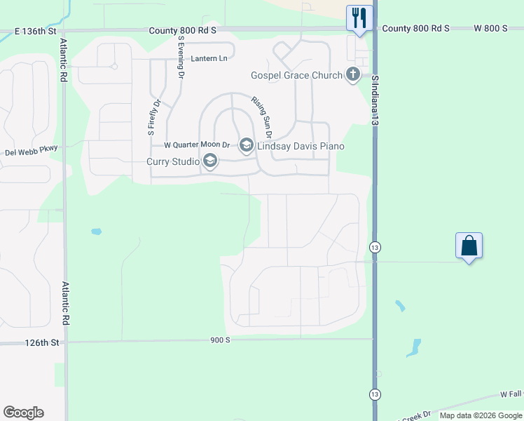 map of restaurants, bars, coffee shops, grocery stores, and more near 9333 West Swimming Hole Lane in Pendleton