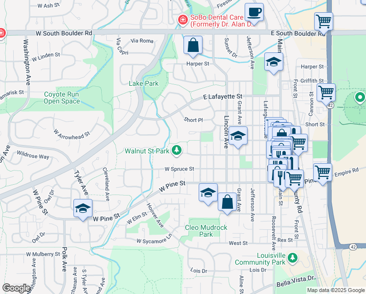 map of restaurants, bars, coffee shops, grocery stores, and more near 1004 Adams Avenue in Louisville