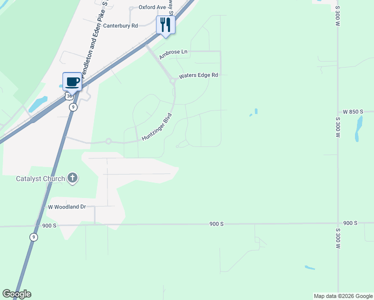 map of restaurants, bars, coffee shops, grocery stores, and more near 288 Elderberry Court in Pendleton
