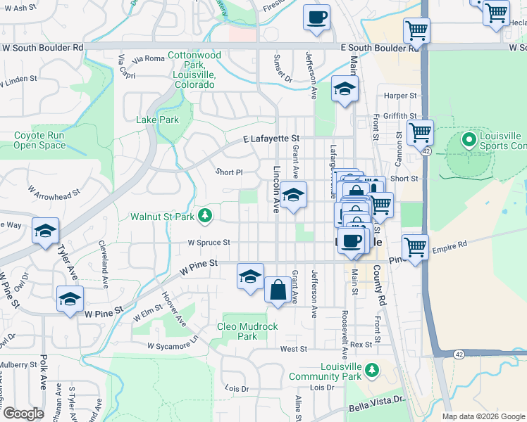map of restaurants, bars, coffee shops, grocery stores, and more near 944 Garfield Avenue in Louisville