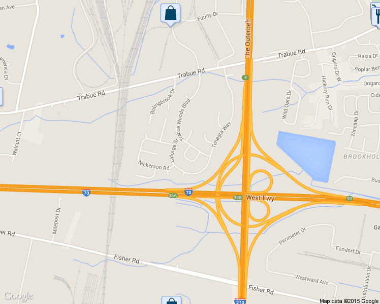 map of restaurants, bars, coffee shops, grocery stores, and more near 1367 Sandrell Drive in Columbus