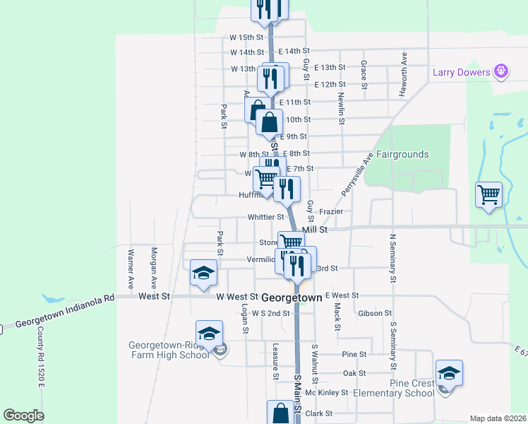 map of restaurants, bars, coffee shops, grocery stores, and more near 211 Whittier Street in Georgetown