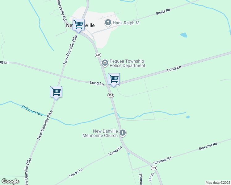 map of restaurants, bars, coffee shops, grocery stores, and more near 400 Long Lane in Lancaster