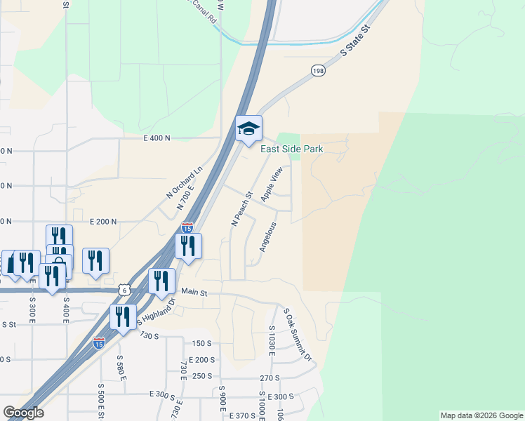 map of restaurants, bars, coffee shops, grocery stores, and more near 966 East Lambert Avenue in Santaquin