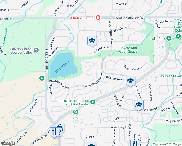 map of restaurants, bars, coffee shops, grocery stores, and more near 1180 Harper Lake Drive in Louisville