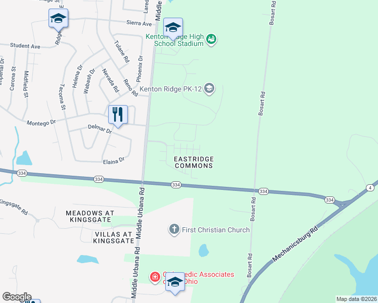 map of restaurants, bars, coffee shops, grocery stores, and more near 3989 Covington Drive in Springfield