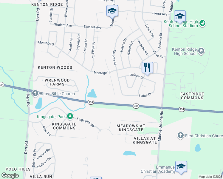 map of restaurants, bars, coffee shops, grocery stores, and more near 3923 Harris Lane in Springfield