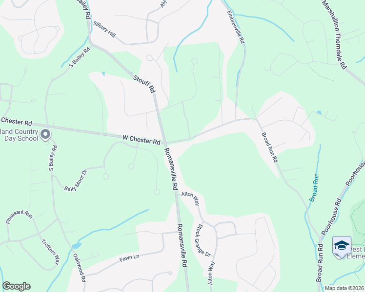 map of restaurants, bars, coffee shops, grocery stores, and more near 2720 West Chester Road in Chester County