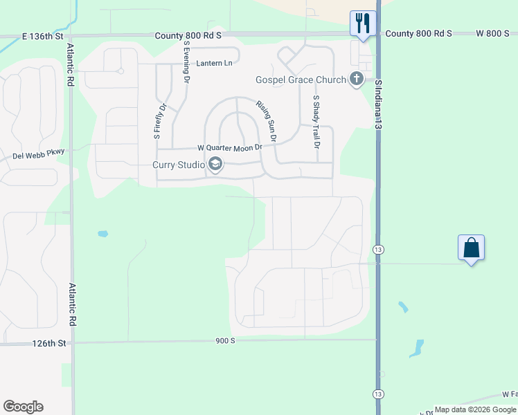 map of restaurants, bars, coffee shops, grocery stores, and more near 8496 South Comet Lane in Pendleton