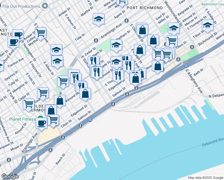 map of restaurants, bars, coffee shops, grocery stores, and more near 2823 Edgemont Street in Philadelphia
