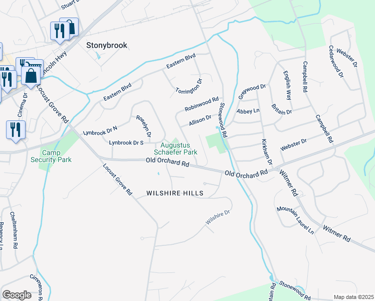 map of restaurants, bars, coffee shops, grocery stores, and more near 41 Davidson Drive in York