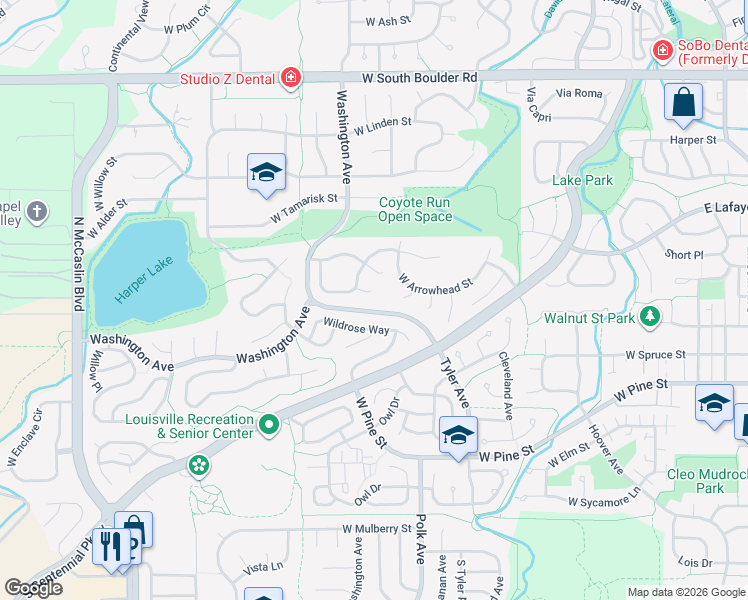 map of restaurants, bars, coffee shops, grocery stores, and more near 648 West Sandlewood Court in Louisville