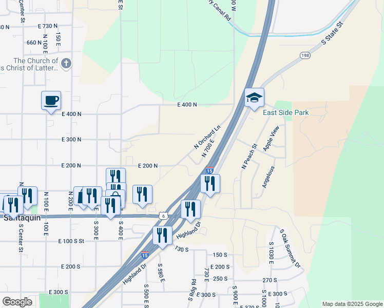 map of restaurants, bars, coffee shops, grocery stores, and more near 661 E 180 N in Santaquin