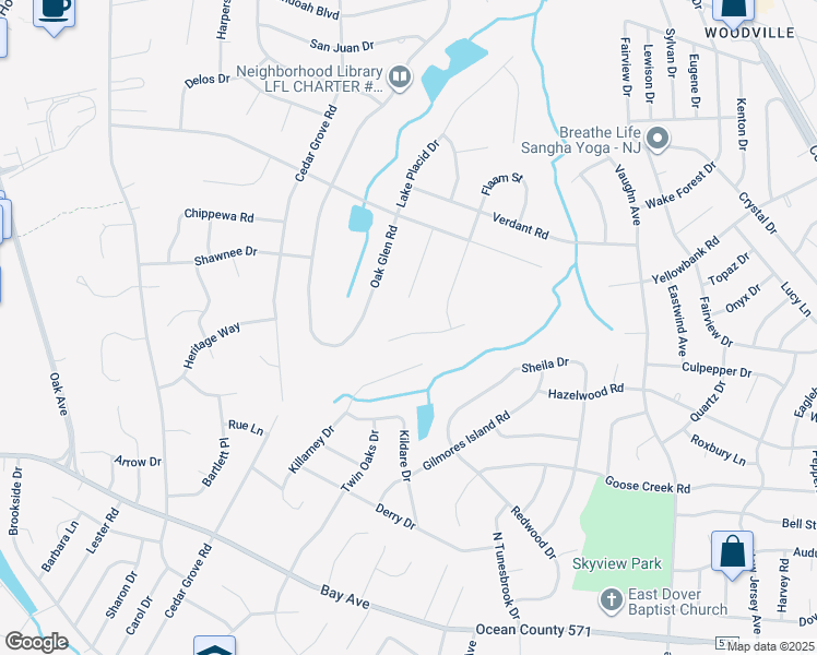 map of restaurants, bars, coffee shops, grocery stores, and more near 880 Molde Court in Toms River