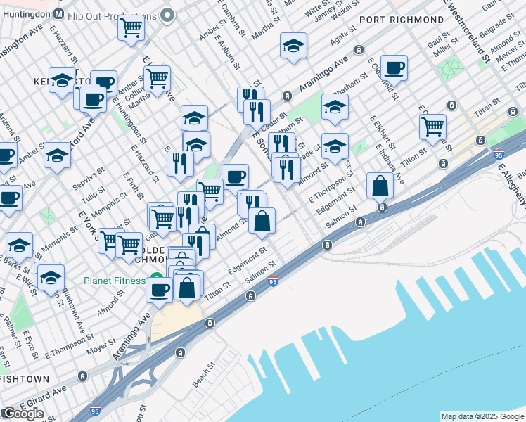 map of restaurants, bars, coffee shops, grocery stores, and more near in Philadelphia