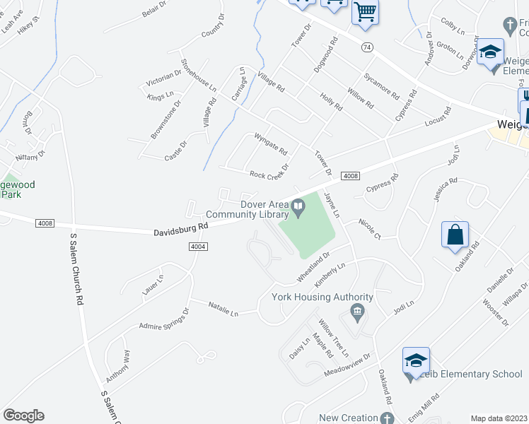 map of restaurants, bars, coffee shops, grocery stores, and more near 3720 Davidsburg Road in Dover