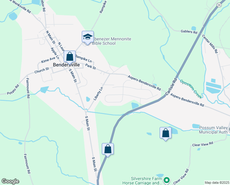 map of restaurants, bars, coffee shops, grocery stores, and more near 101 West Imperial Drive in Aspers