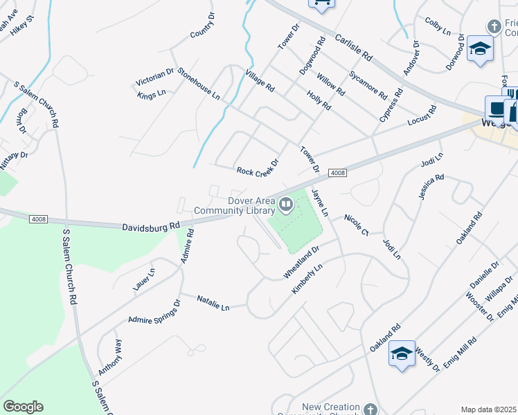 map of restaurants, bars, coffee shops, grocery stores, and more near 3710 Davidsburg Road in Dover