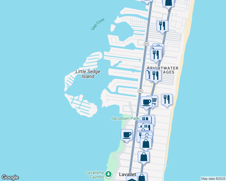 map of restaurants, bars, coffee shops, grocery stores, and more near 248 Bryn Mawr Avenue in Lavallette