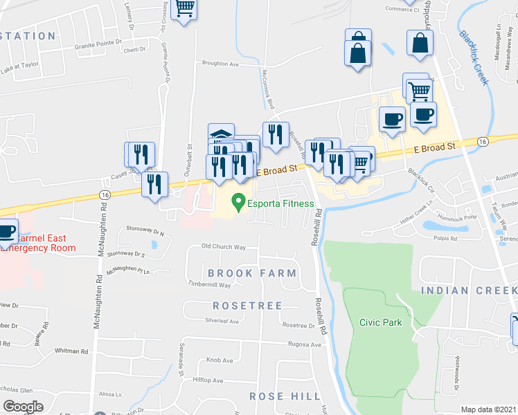 map of restaurants, bars, coffee shops, grocery stores, and more near 81 Shadymere Lane in Columbus