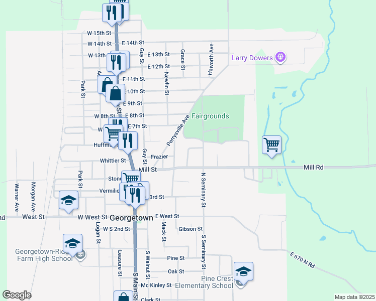map of restaurants, bars, coffee shops, grocery stores, and more near 498 Panola Street in Georgetown