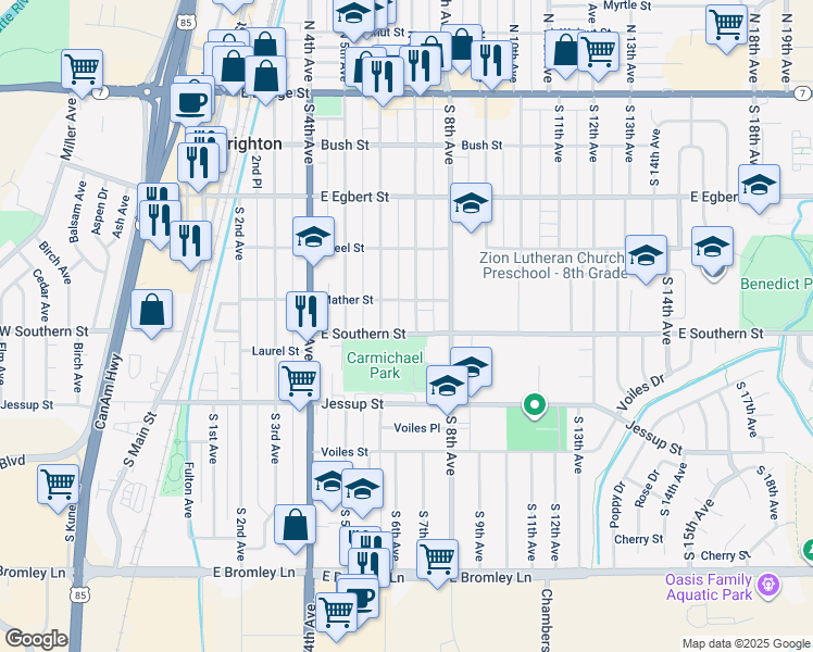 map of restaurants, bars, coffee shops, grocery stores, and more near 441 South 7th Avenue in Brighton