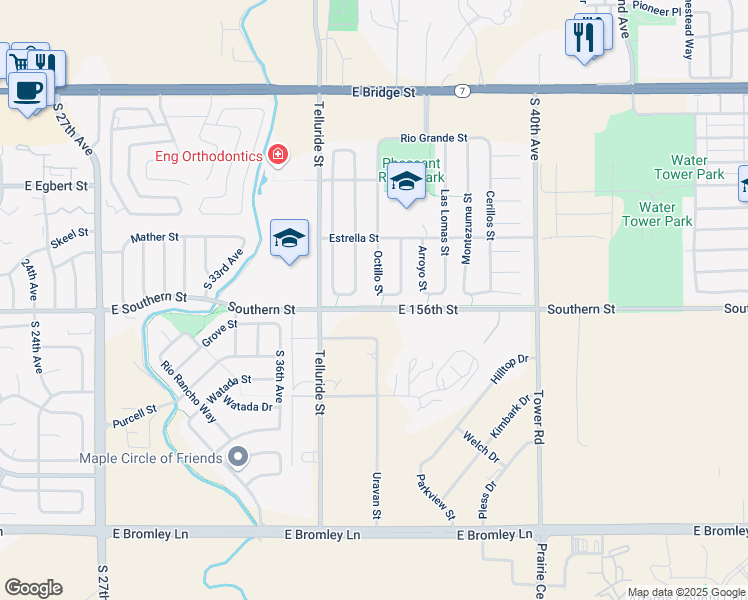 map of restaurants, bars, coffee shops, grocery stores, and more near 395 Octillo Street in Brighton