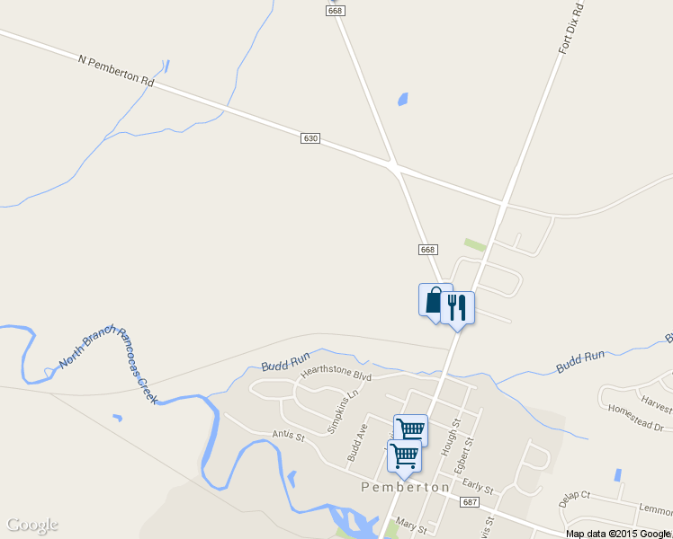 map of restaurants, bars, coffee shops, grocery stores, and more near 51 Arneys Mount Road in Pemberton