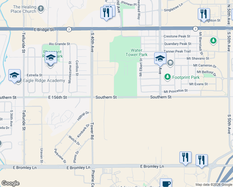 map of restaurants, bars, coffee shops, grocery stores, and more near Southern Street in Brighton