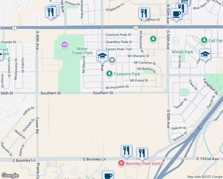 map of restaurants, bars, coffee shops, grocery stores, and more near 4564 Mount Princeton Street in Brighton