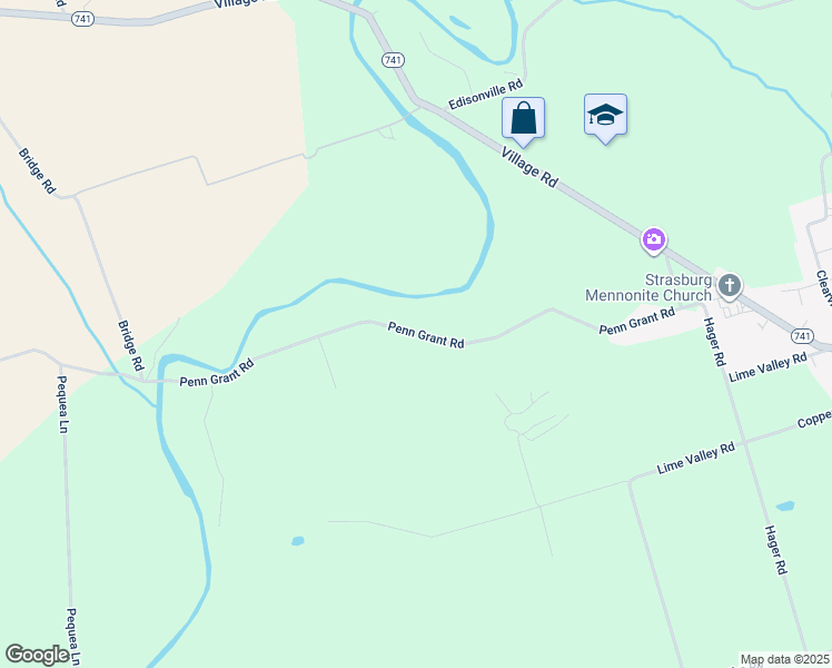 map of restaurants, bars, coffee shops, grocery stores, and more near 1236 Penn Grant Road in Lancaster