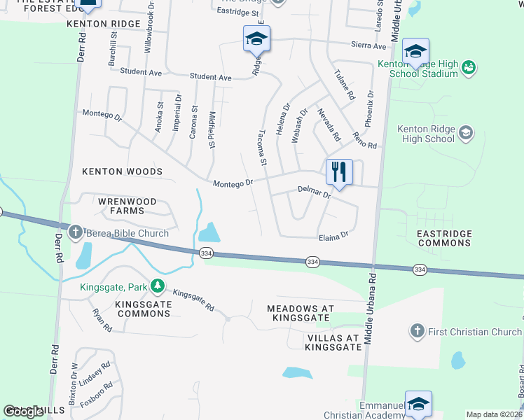 map of restaurants, bars, coffee shops, grocery stores, and more near 3923 Harris Lane in Springfield