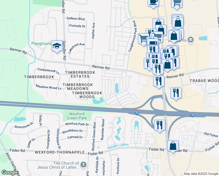 map of restaurants, bars, coffee shops, grocery stores, and more near 1414 Ithaca Drive in Columbus