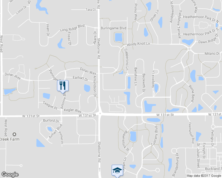 map of restaurants, bars, coffee shops, grocery stores, and more near 3500 North Golden Gate Drive in Westfield