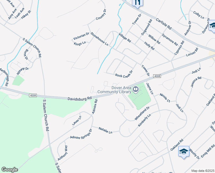 map of restaurants, bars, coffee shops, grocery stores, and more near 3795 Davidsburg Road in Dover