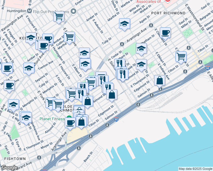 map of restaurants, bars, coffee shops, grocery stores, and more near in Philadelphia